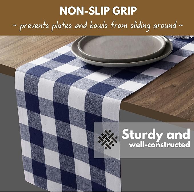 Native Fab Table Runner Buffalo Check Plaid 100% Cotton - Image 4