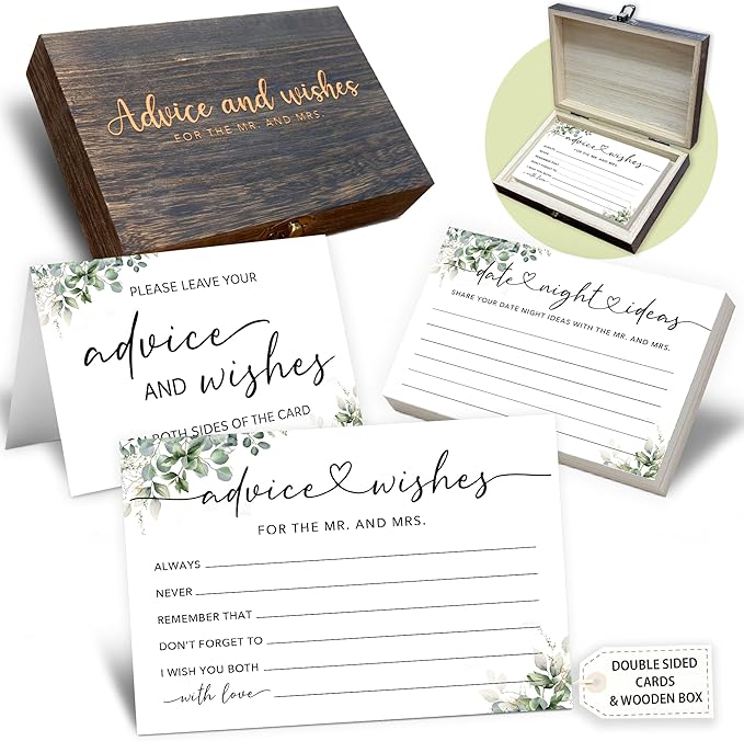 50 Pcs Advice and Wishes for the Mr and Mrs Cards in Box by CrocothemisArt