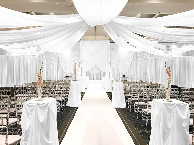 6 Panels White Ceiling Drapes for Wedding, 5ftx40ft Ceiling Drapes Cheesecloth - Image 6