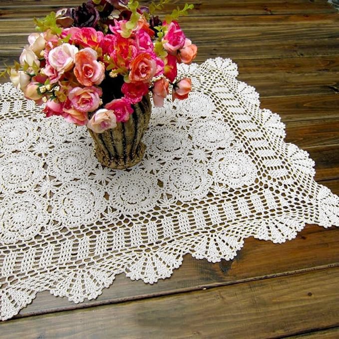 Cotton Handmade Crochet lace Table Runners Rectangular Tablecloth Doilies Doily by Unknown