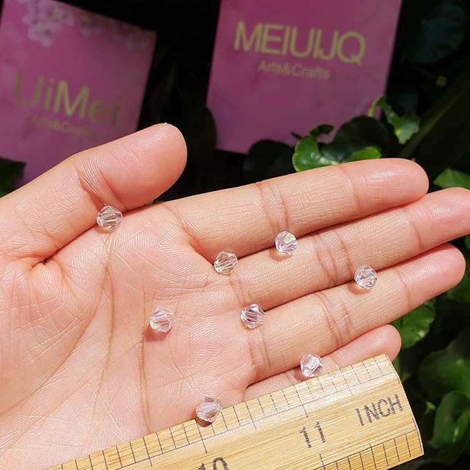 6mm Bicone 450Pcs White AB Crystal Glass Beads Faceted Bicone Shape Crystal - Image 4