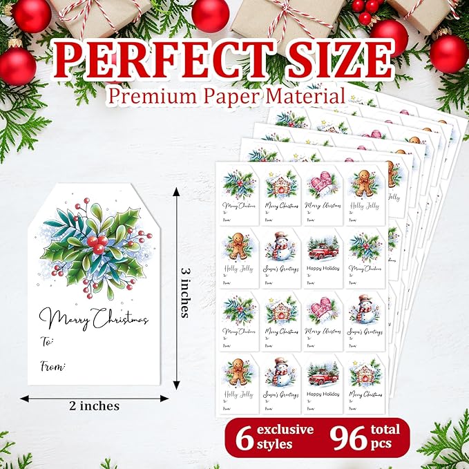 Christmas Gift Tags Stickers, Self-Adhesive Christmas Name Tags - Image 2
