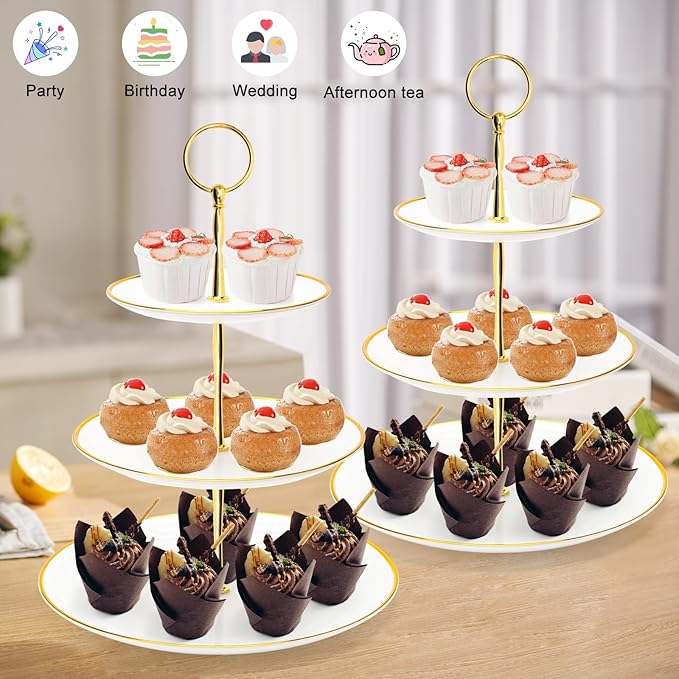 Coitak 3 Tier Cupcake Stand, Plastic Tiered Serving Stand, Dessert Tower Tray - Image 2