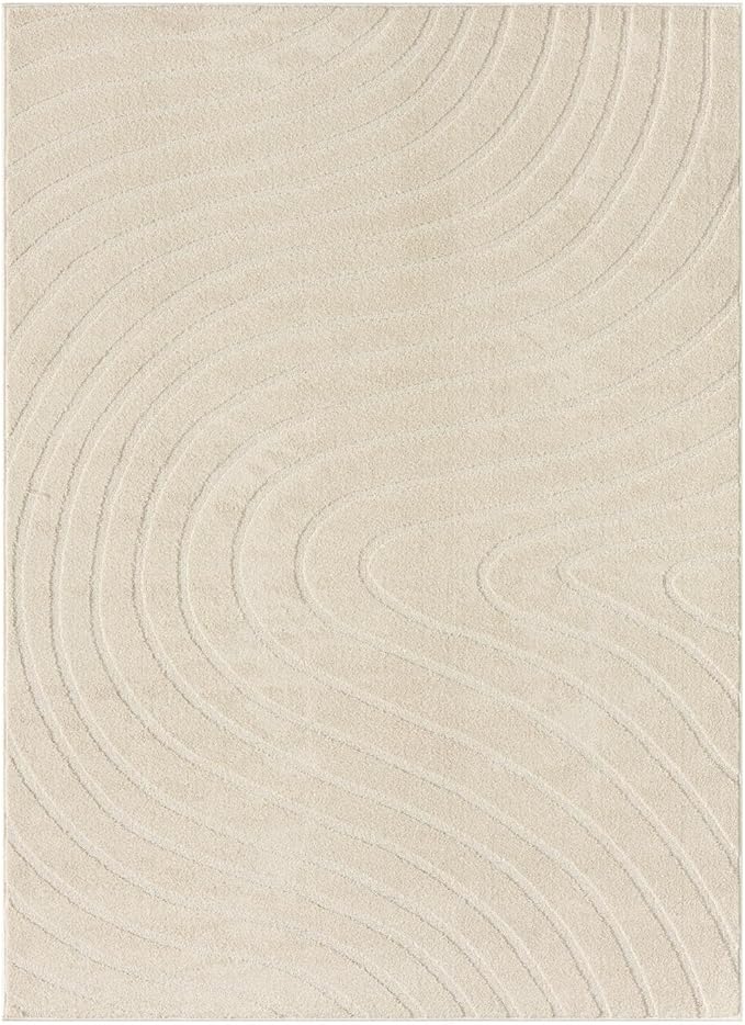 LUXE WEAVERS Modern Geometric Wave Cream 6x9 Area Rug - Image 3