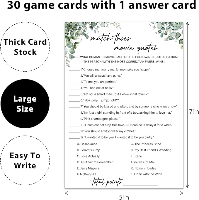 Eucalyptus Bridal Shower Game Cards - Image 2