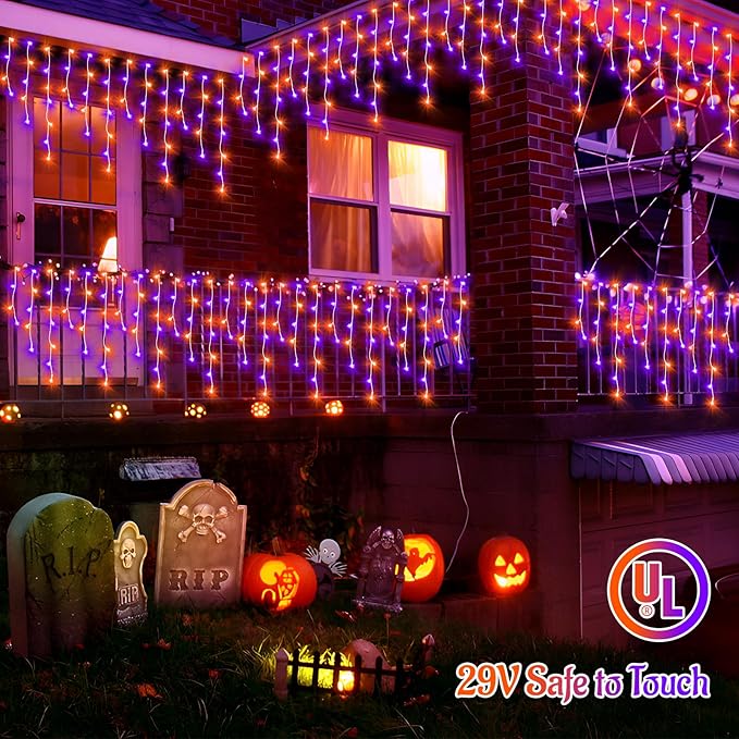 KNONEW 99FT 1216 LED Halloween Lights Decortation Orange Purple String Lights - Image 7