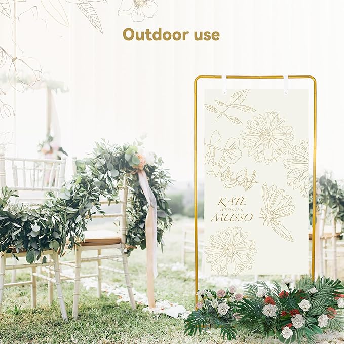Wedding Sign Holder, Adjustable Welcome Sign Stand w/ Leather Hanging Strap - Image 3