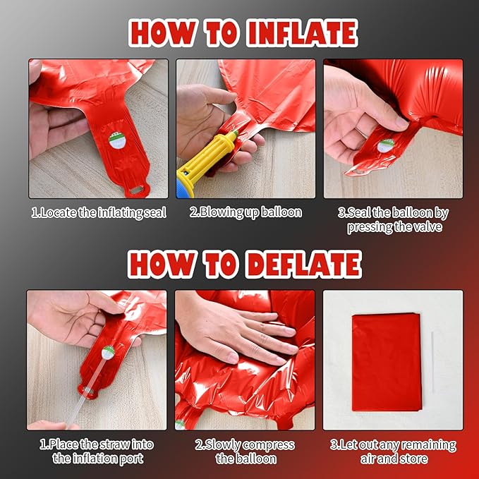 Star Balloons, 22in Red Black and Silver Star Balloons Foil 10in 4-Pointed & - Image 3