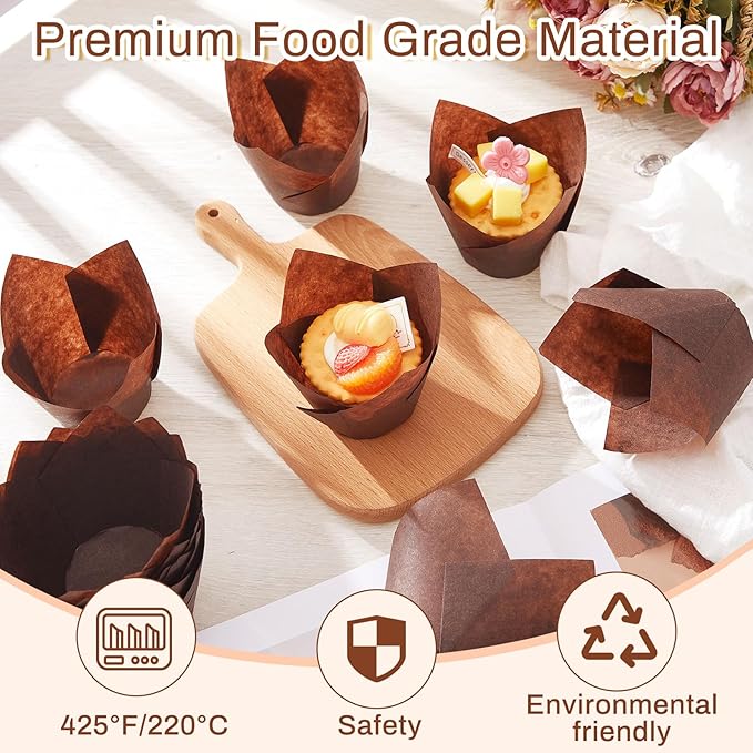 300 Pcs Jumbo Muffin Liners for Baking 2-1/4" x 4" Large Tulip Cupcake Liners - Image 5