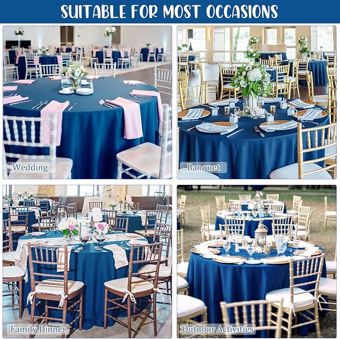 8 Pack Premium Round Tablecloth 108 Inch Round Table Covers Bulk Washable - Image 6