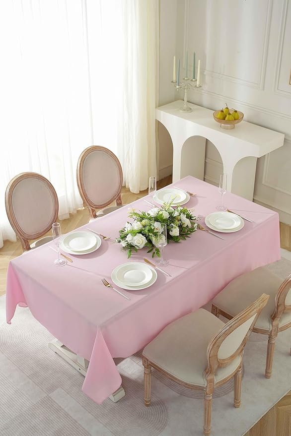 Craft And Party Rectangle Tablecloth, 70 x 120 Inch Pink Tablecloth, Polyester - Image 4