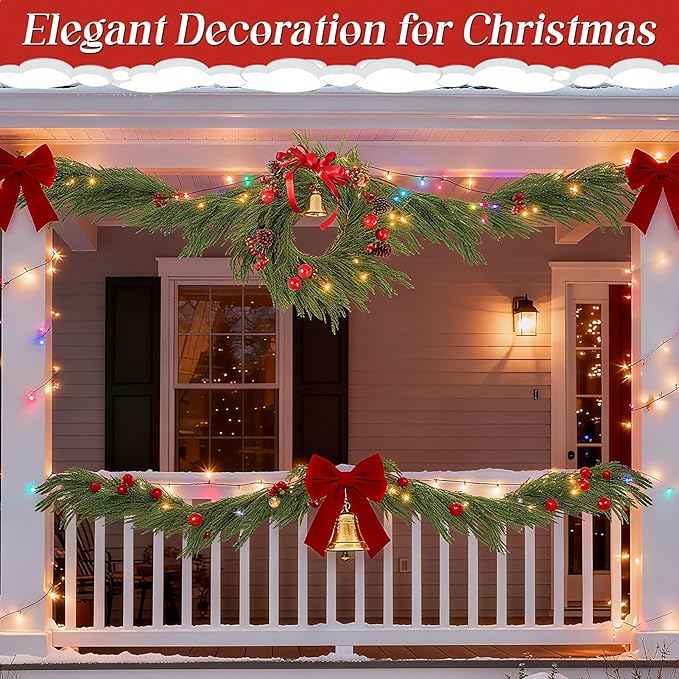 12ft Christmas Norfolk Pine Garland - Image 4