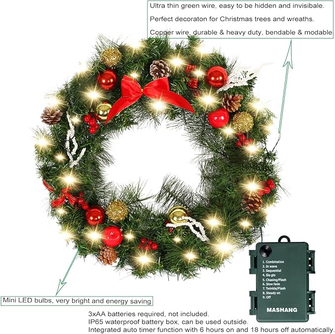 MASHANG Christmas Lights Battery String Lights 33FT 100 Micro LEDs Starry - Image 4