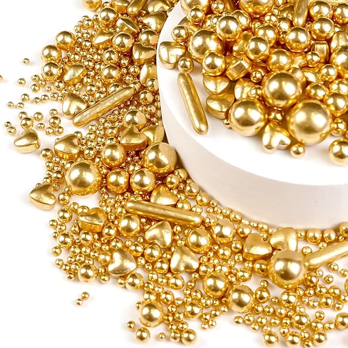 Gold Pearl Heart Sprinkles, Pearls Sprinkles - Image 6