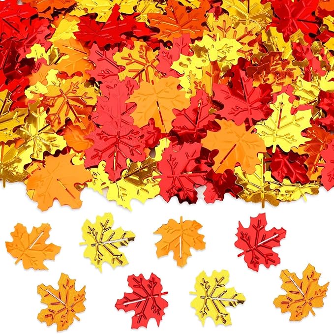 MARFOREVER Fall Maple Leaf Confetti, Thanksgiving Metallic Foil Confetti Autumn by MARFOREVER