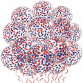 VHUWE 25 Pcs Blue Red Star Confetti Balloons, 12 Inch Clear Latex Balloon by VHUWE