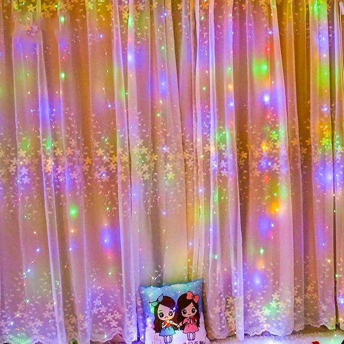 Dazzle Bright Window Curtain String Lights, 300 LED 9.8ft x 9.8ft Multicolor - Image 5