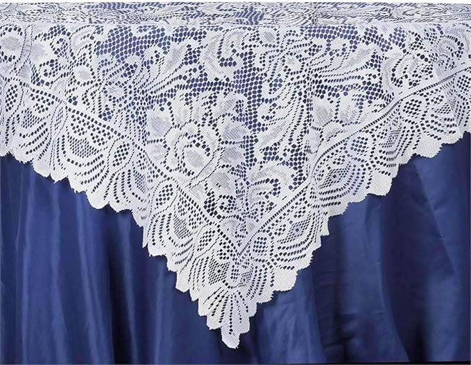 Efavormart 54" x 54" White Jolly Good Lace Table Overlay - Image 5