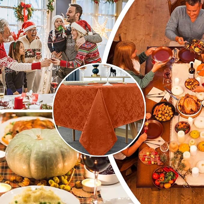 SASTYBALE Jacquard Rectangle Tablecloth, Rusty Spill-Proof Wrinkle Resistant - Image 6