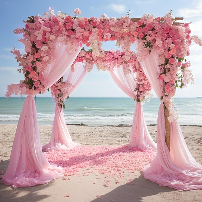 Wokceer Wedding Arch Draping Fabric 28.7" x 20FT Blush Pink Sheer Fabric - Image 7