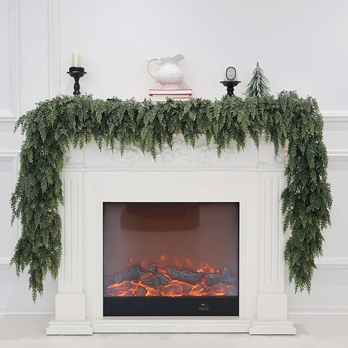 15FT Christmas Cedar Garland Artificial Real Touch Thickness Realistic Greenery by Senjie
