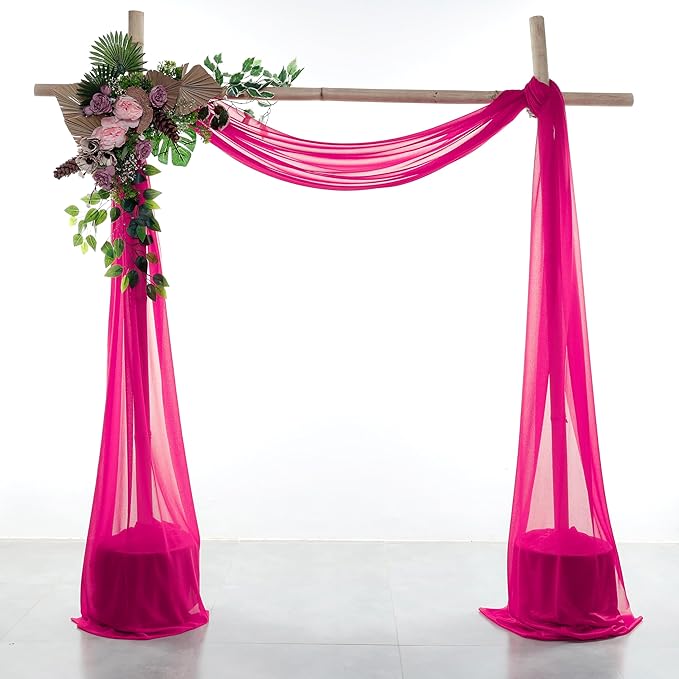 VDS Pack of 2 Panel Wedding Arch Draping Fabric Sheer Chiffon Fabric Drapery by VDS