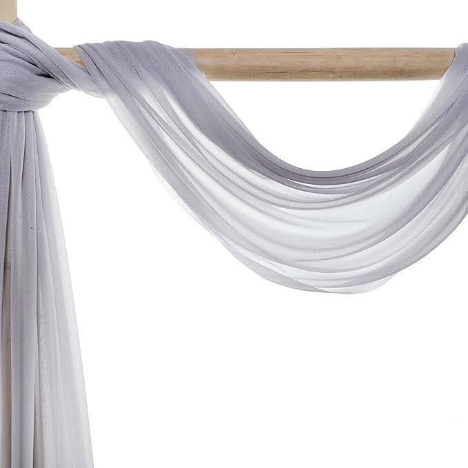 VDS Pack of 4 Panel Wedding Arch Draping Fabric Sheer Chiffon Fabric Drapery - Image 5
