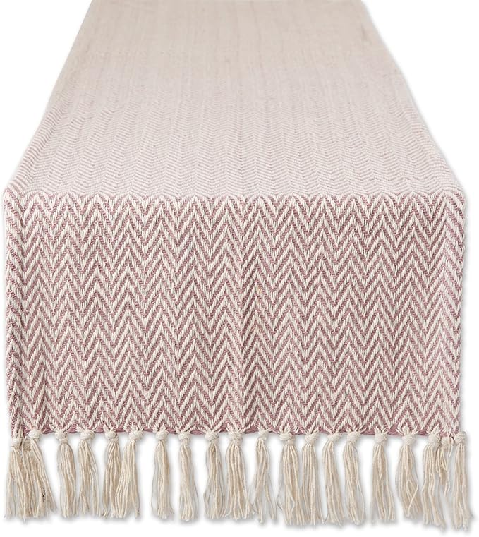 DII Woven Basic Tabletop Collection Chevron Table Runner, Pale Mauve by DII
