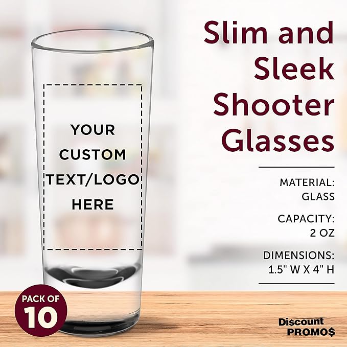 Custom Cordial Shooter Shot Glasses 2 oz. Set of 10, Personalized Bulk Pack - Image 4