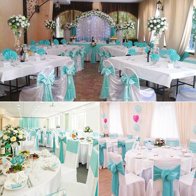 100 PCS Satin Chair Sashes Decorative Bow Chair Sashes Ties Back Ribbon Bow - Image 4