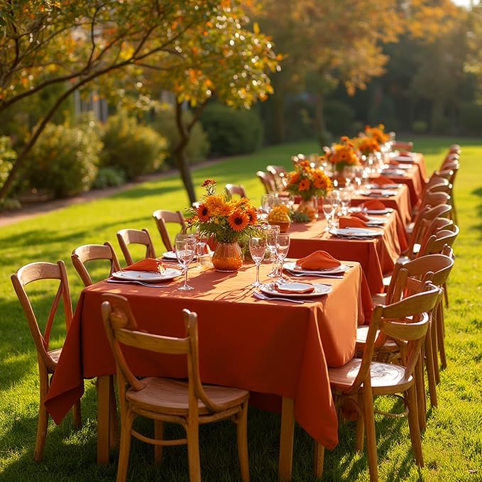 sancua Thanksgiving Square Tablecloths 70x70 Inch Rust, 2 Pack Fabric Fall - Image 4
