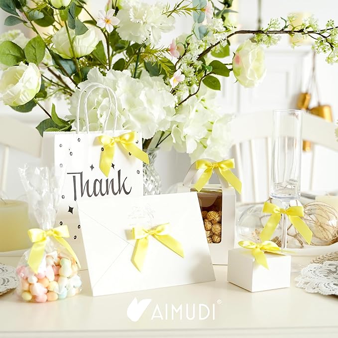 AIMUDI Yellow Bows 2.5" Satin Bows - Image 3