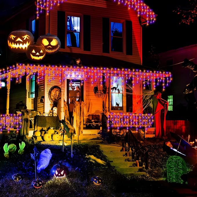 KNONEW 99FT 1216 LED Halloween Lights Decortation Orange Purple String Lights - Image 8