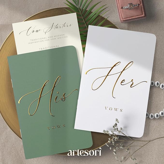 ARTESORI Wedding Vow Book for Her & Him, Soft Touch, 28 Lined Pages, Wedding - Image 6