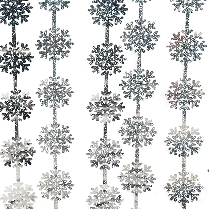 Silver Snowflake Fringe Curtain - Image 2
