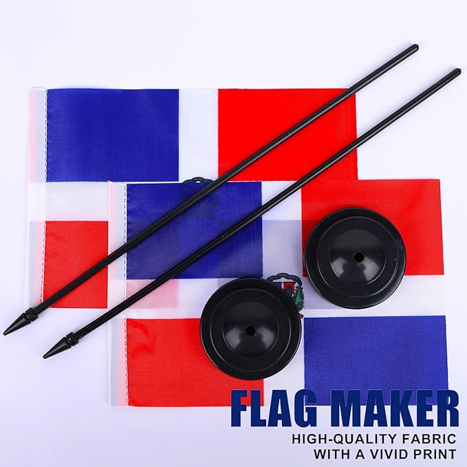Dominican Republic Desk Flag 12" Solid Pole Deluxe Set Dominican Republic Flags - Image 5