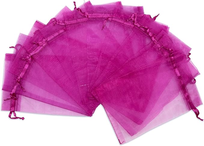 TheDisplayGuys 48-Pack 6x8 Hot Pink Sheer Organza Gift Bags - Image 6