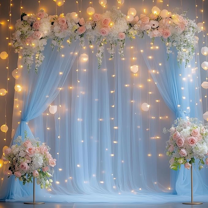 Fomcet Baby Blue Tulle Backdrop Curtains - Image 5