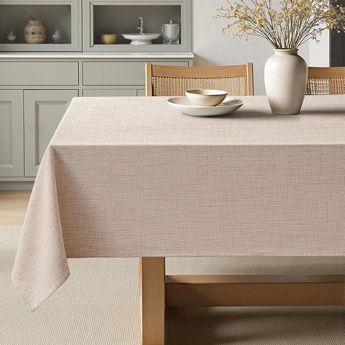MIULEE Natural Linen Tablecloth 60x84 Inch Rectangle Table Cloth Waterproof by MIULEE