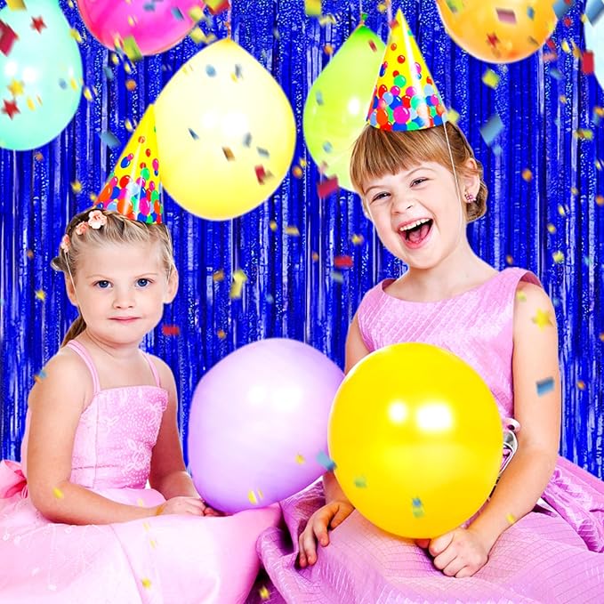 3 Pack Blue Foil Fringe Curtain Backdrop, 3.28Ft x 8.2Ft Metallic Tinsel Foil - Image 4