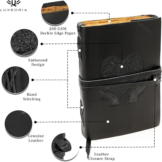 LUXEORIA Heart Journal for Women and Men, Handcrafted Leather Journal for - Image 5