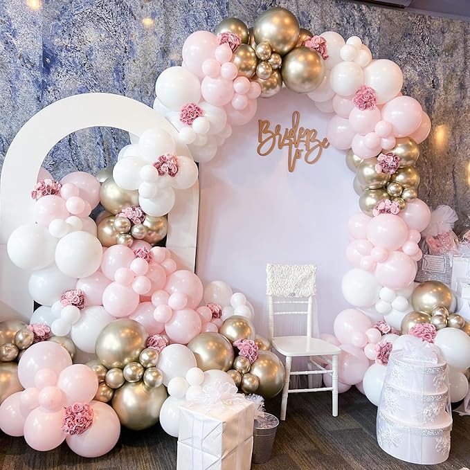 Pink and Gold Balloons Garland Kit, Wedding Decorations - Image 5