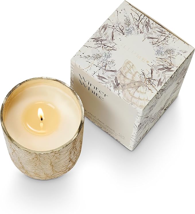 ILLUME Small Boxed Crackle Glass Candle, Winter White - Image 4