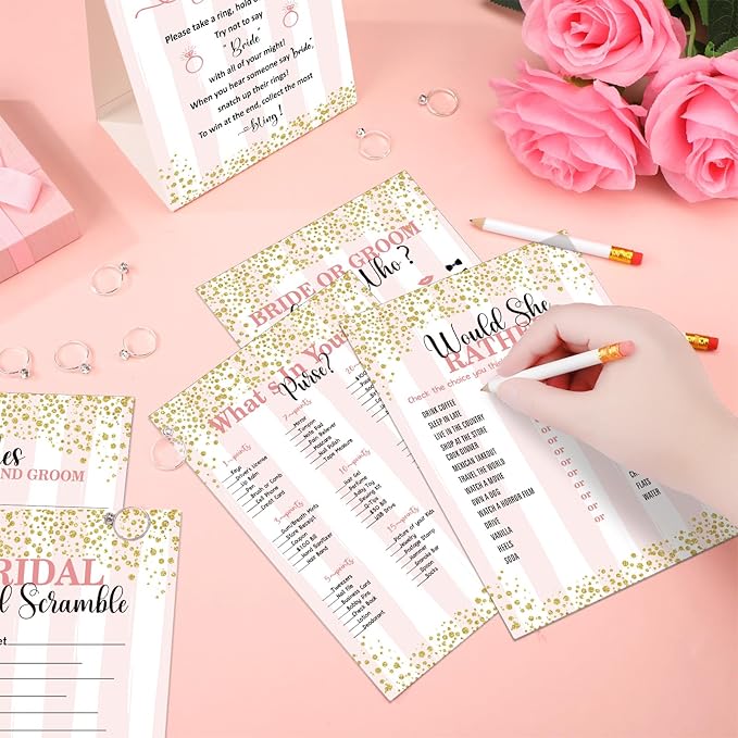 Estune 331 Pcs Bridal Shower Games Supplies, 5 Sets 250 Pcs Wedding Cards 1 Put - Image 2