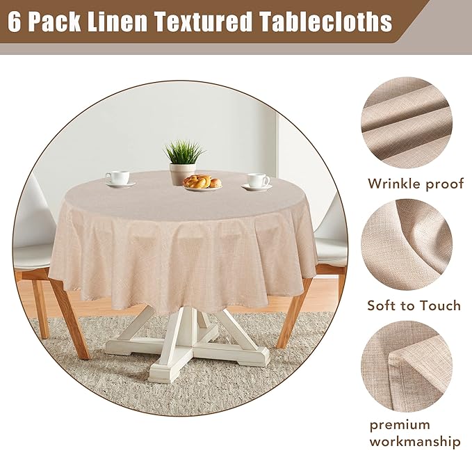 Fitable Faux Linen Round Tablecloths 60 Inches - Image 3