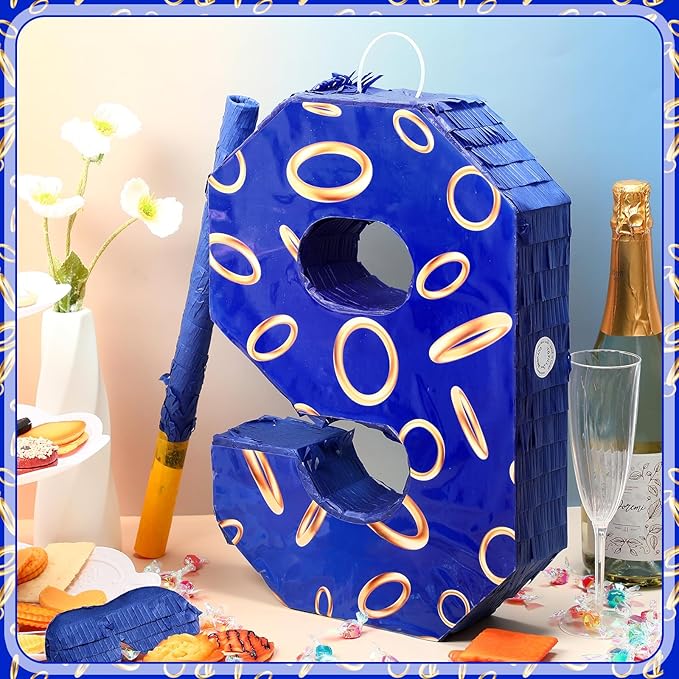 Number 9 Blue and Golden Rings Piñata - Image 4