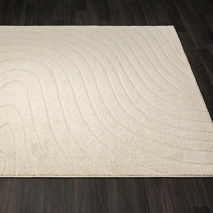 LUXE WEAVERS Modern Geometric Wave Cream 2x8 Area Rug - Image 4