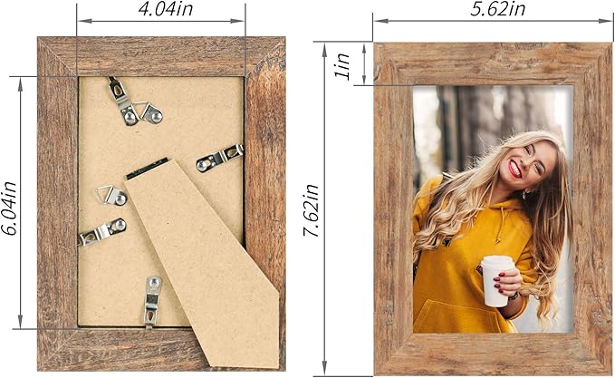 4x6 Picture Frame Set of 4, High Definition Real Glass Rustic Brown Frame - Image 4