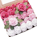 Floroom Artificial Flowers 25pcs Real Looking Blush Pink Ombre Colors Foam Fake by Floroom