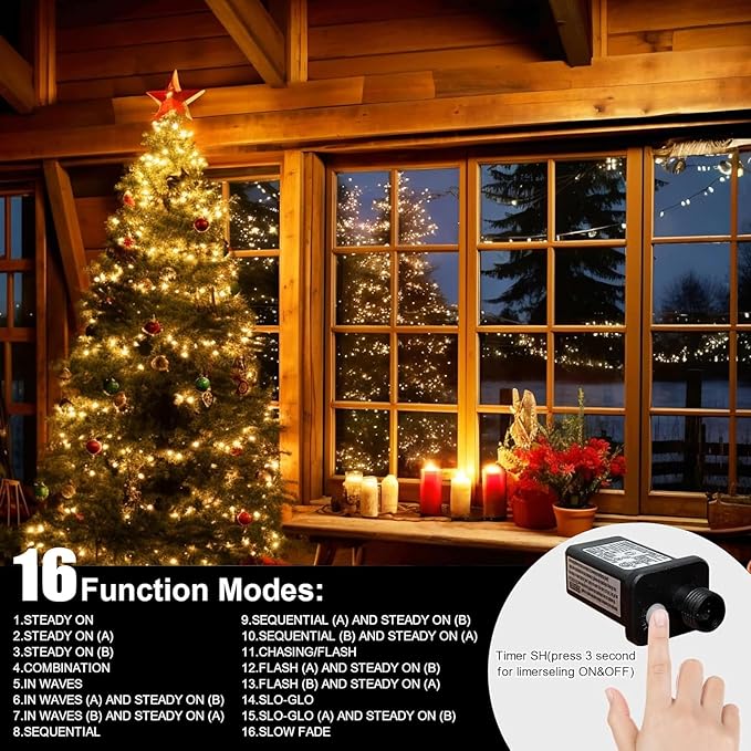 LAMPHOME 33ft Christmas Decorative Mini Lights, 100 LED Transparent Wire Fairy - Image 2